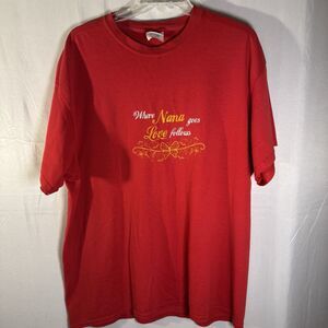 Women’s XL Nana Graphic T-Shirt Red Tee Where Nana Goes Love Follows Gift